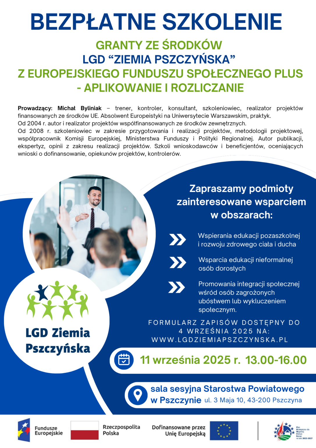 Plakat z informacjami o szkoleniu