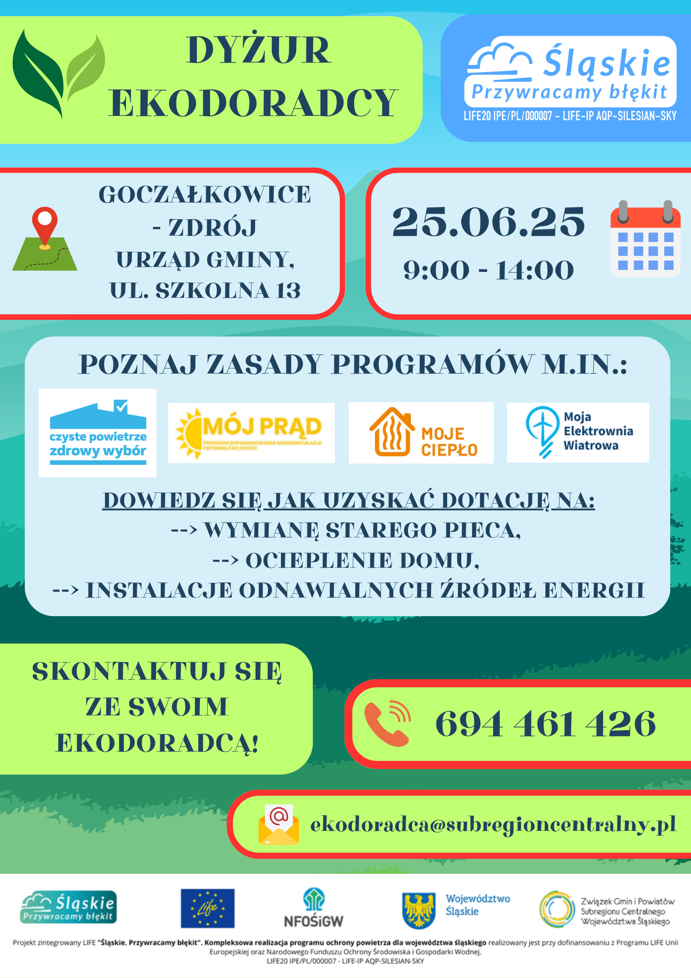 Plakat z informacją o dyżurze