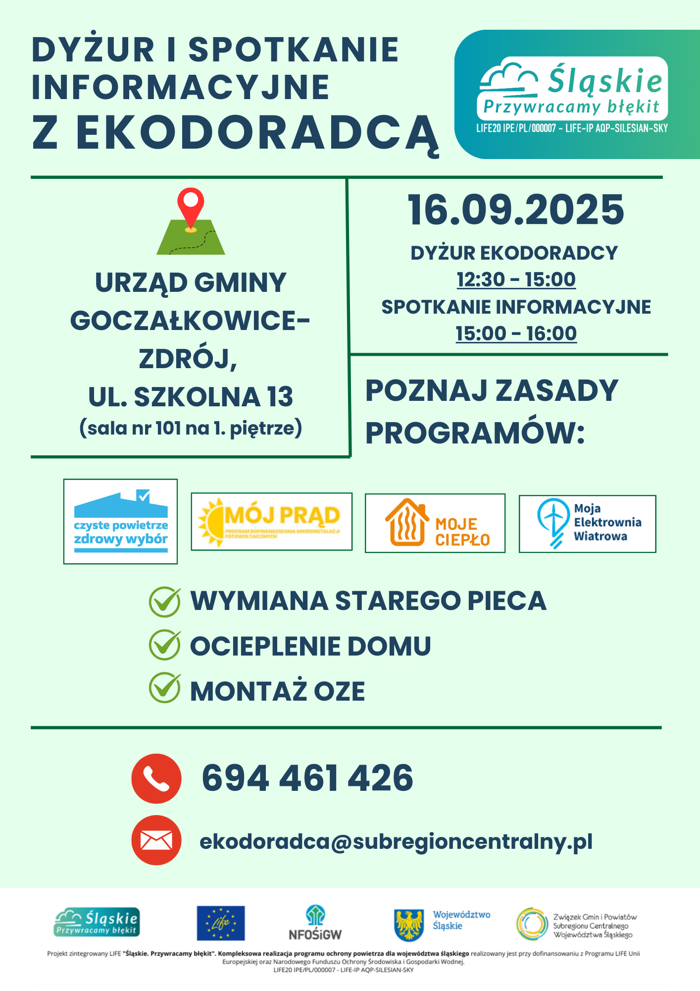 Plakat z informacjami o konsultacjach