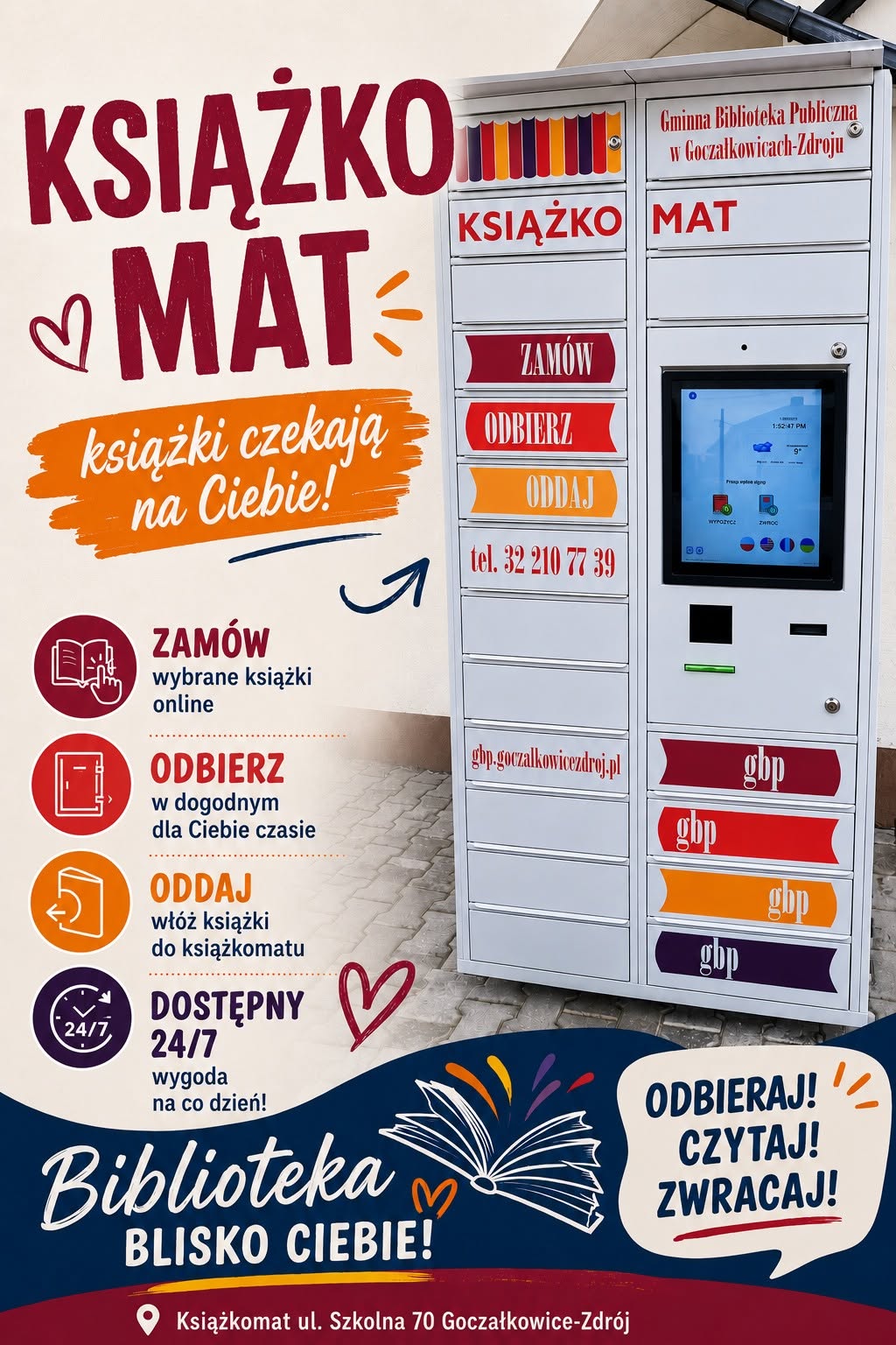 Grafika z informacjami o książkomacie